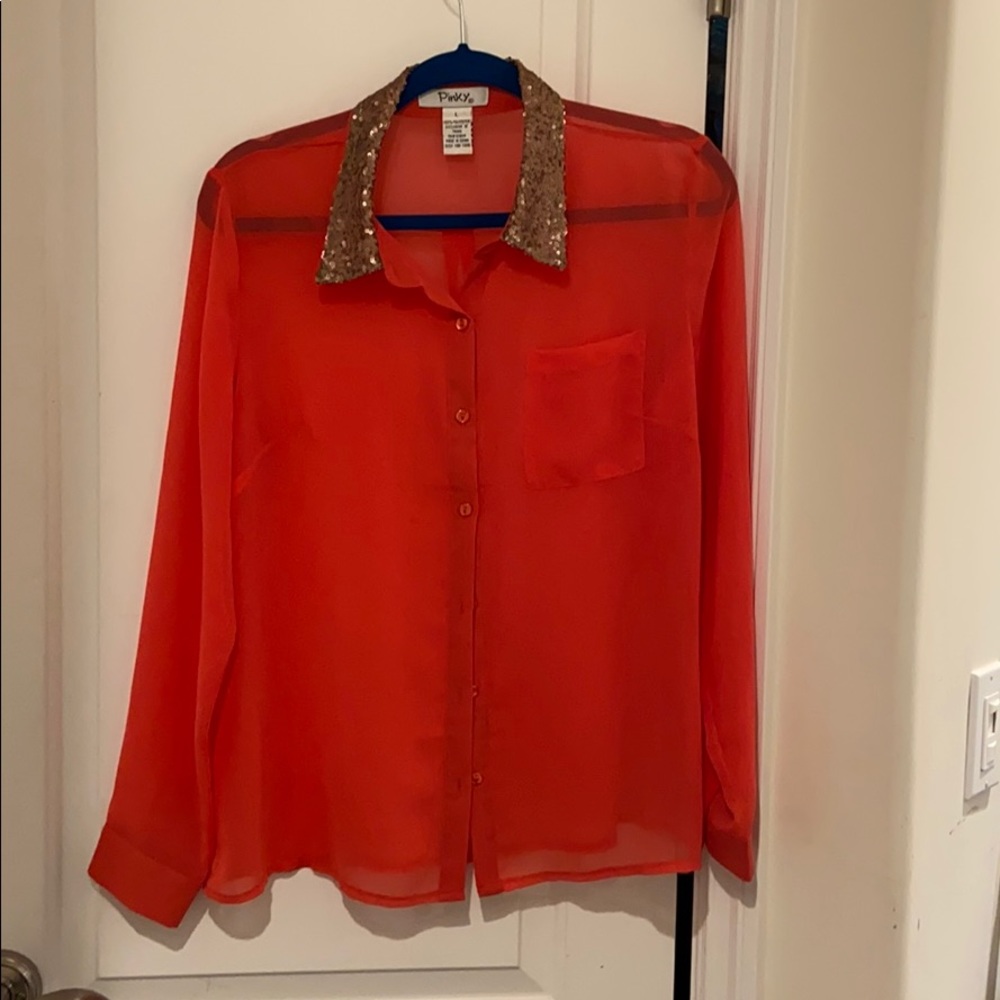 Sheer Orange/Peach Blouse
